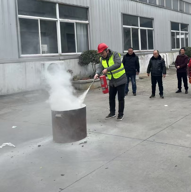 Routine fire drill in factory