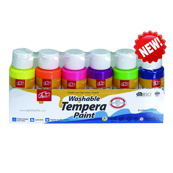  6colors*60ml tempera color in bottle with color label shrinking
