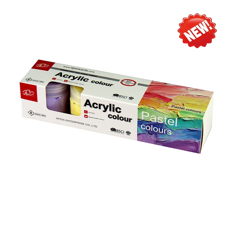 4colors*100ml acrylic color in bottle with color box