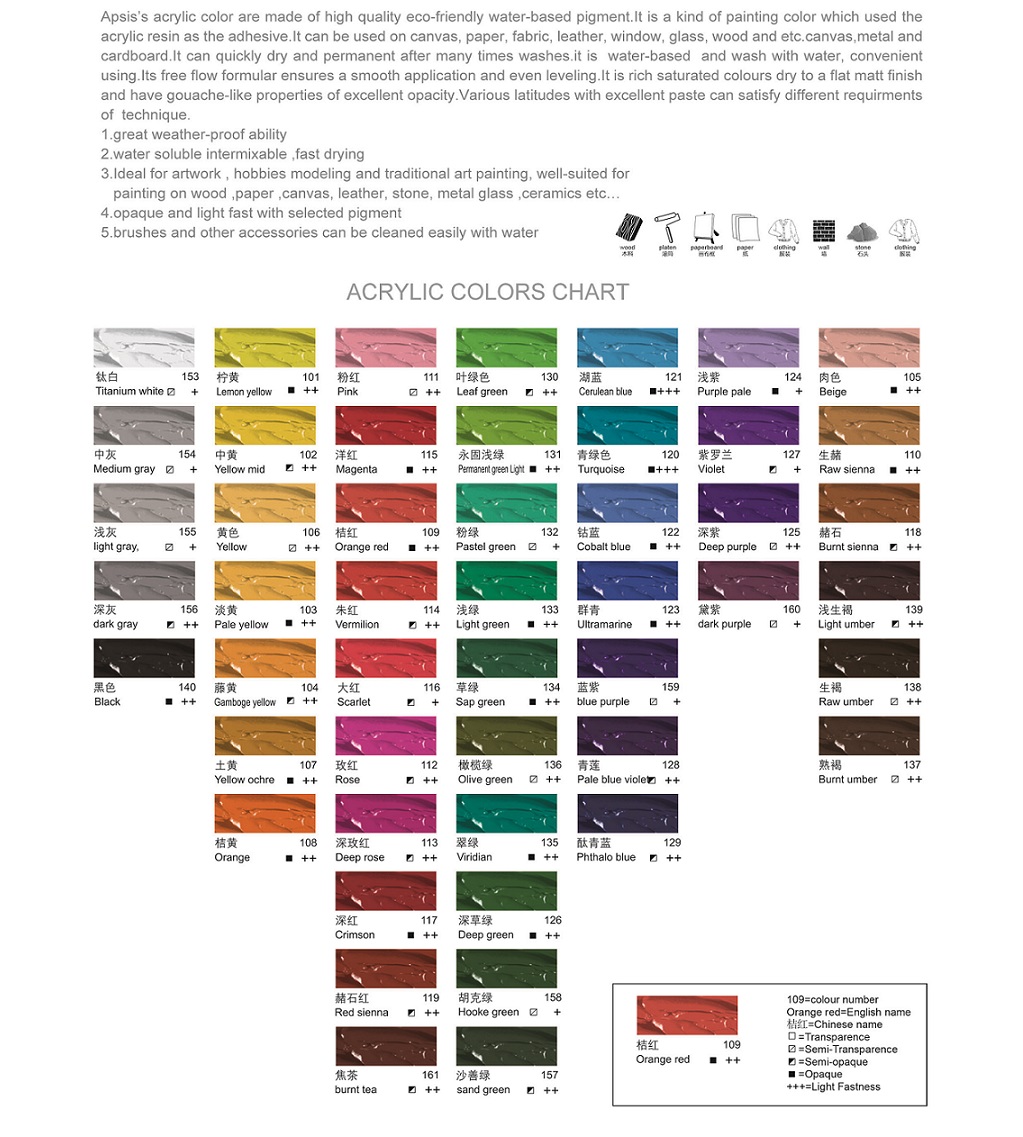 6colors*100ml acrylic color in aluminum-plastic tube with color box